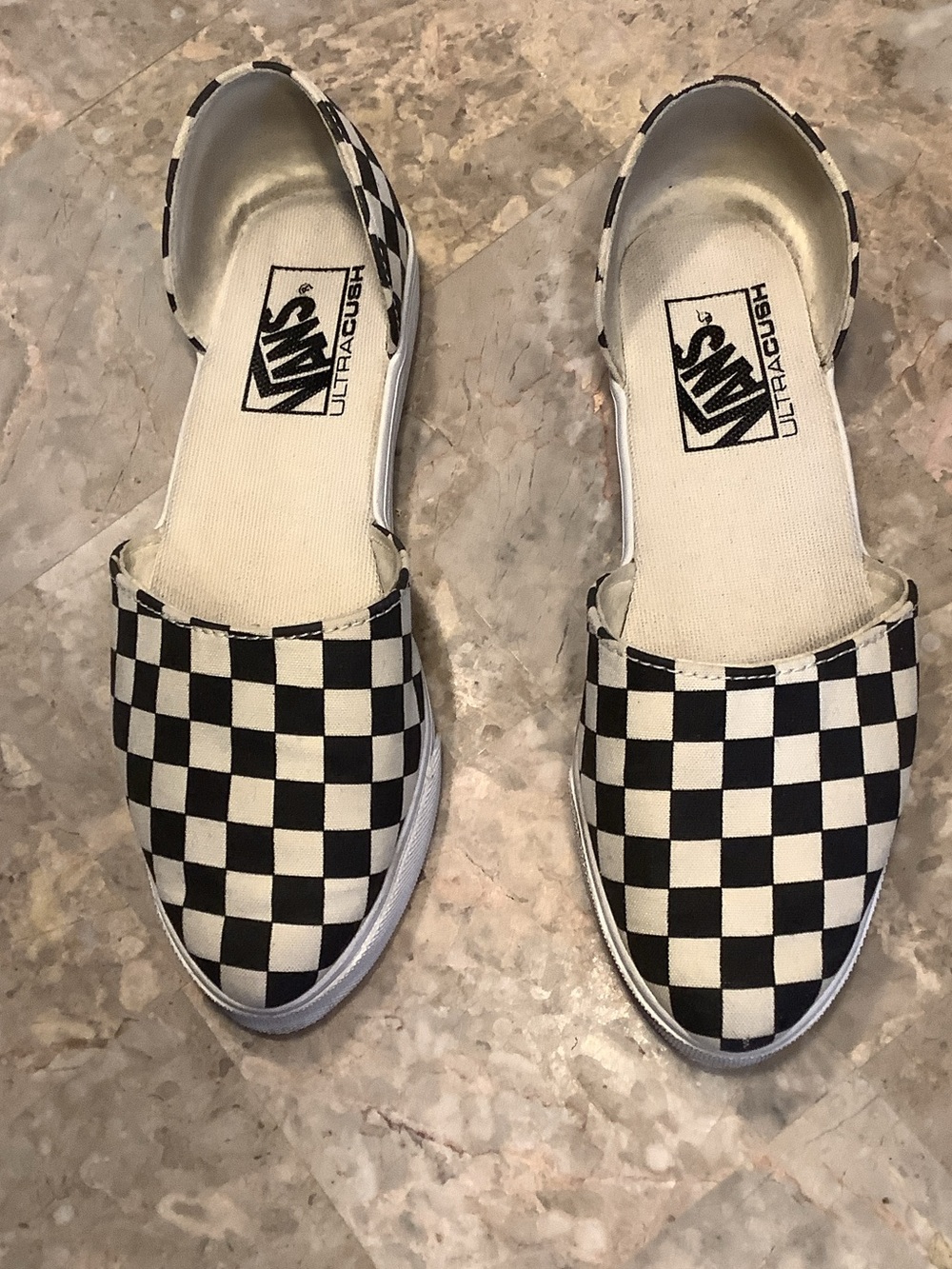 Vans Checkerboard Slip-On Flats - Black & White